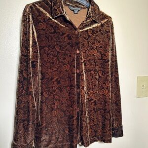 Brown Velvet Paisley Men's Shirt